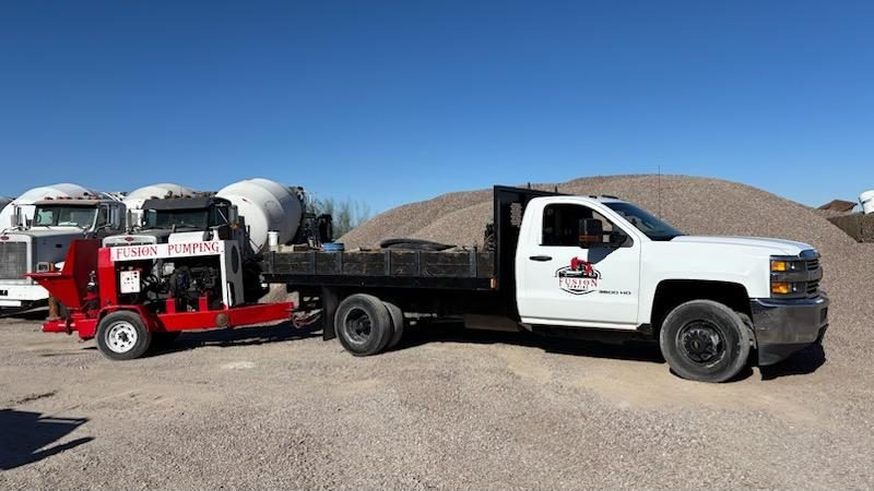 Pump truck in front of aggregate